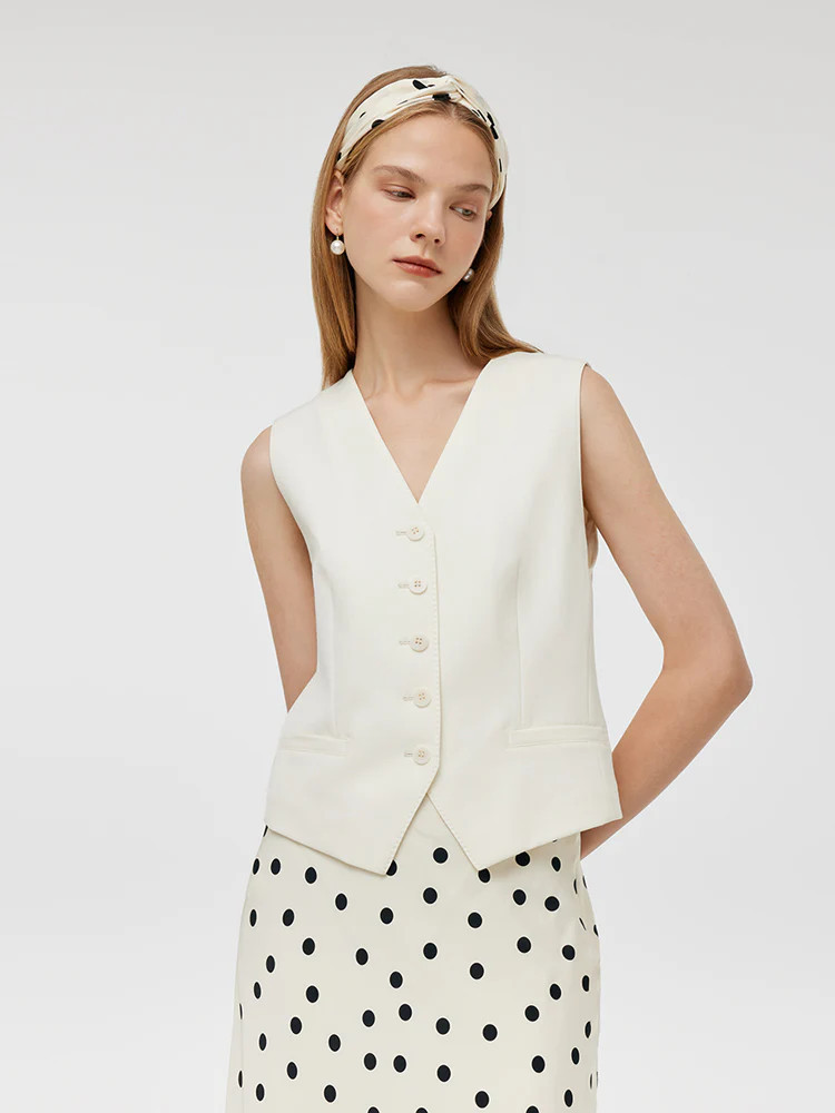 Worsted Wool Single-Breasted Women Vest | GOELIA