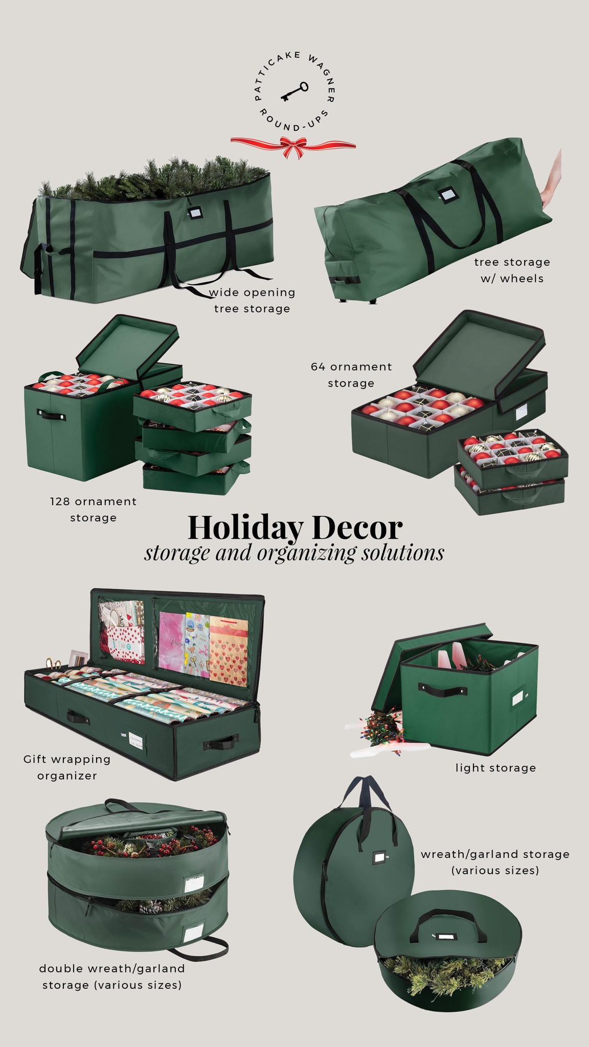 Holiday decor storage and organizing solutions: tree storage, ornament storage, gift wrapping organizer, light organizer, wreath and garland organizer.  Many are on sale and bonus that they color coordinate 😉  

#LTKHoliday #LTKhome #LTKsalealert