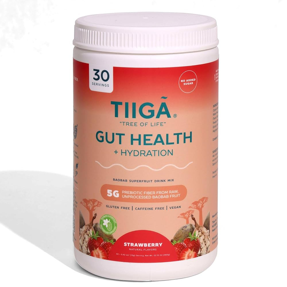 Tiiga Gut Health + Hydration Drink Mix – 7g Baobab, 5g Prebiotic Fiber, Electrolytes, No Dairy,... | Amazon (US)