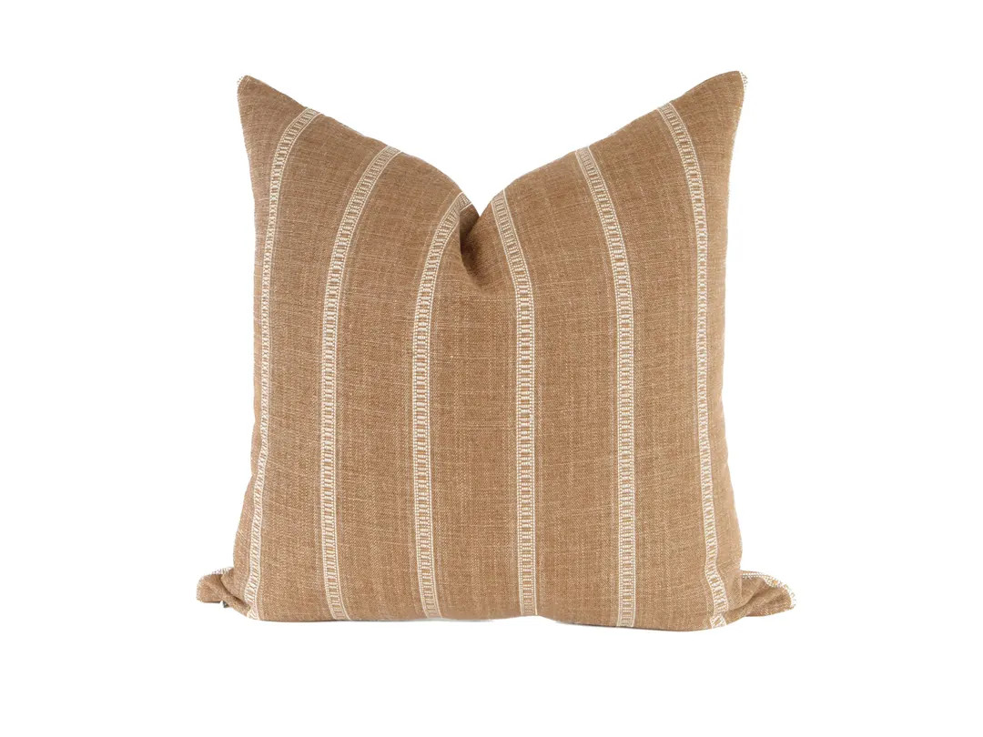 Warm Caramel Pillow Cover: Neutral Striped Throw Pillow | Etsy (US)