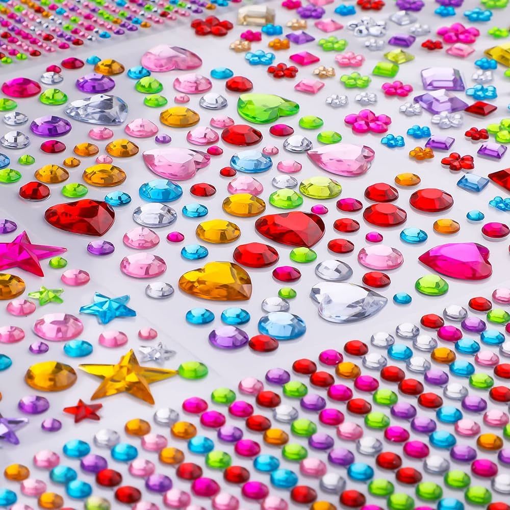 Gem Stickers, 1510pcs Rhinestone Stickers, Self Adhesive Jewel Stickers, Bling Gems for Crafts, S... | Amazon (US)