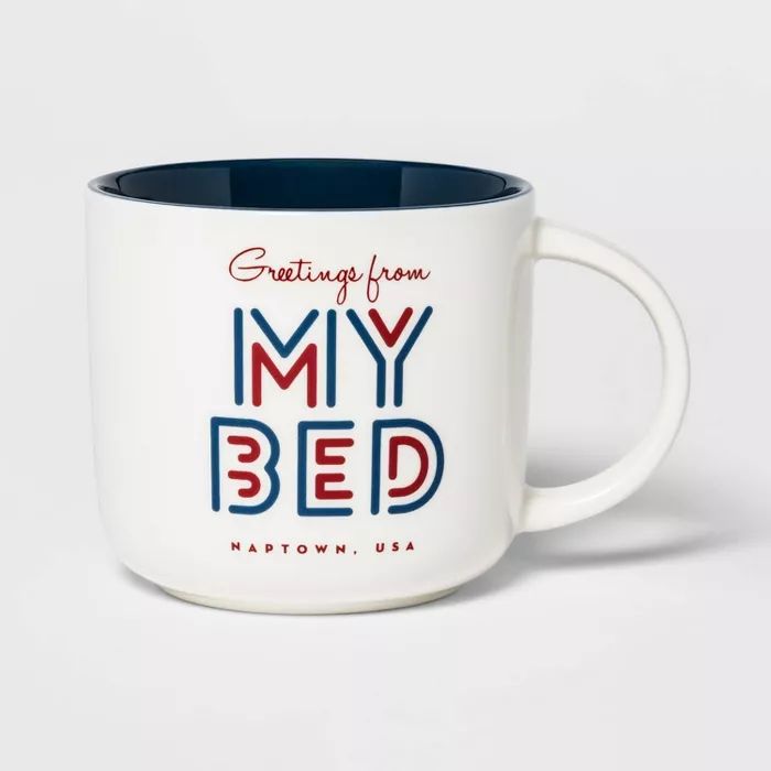 15oz Stoneware Greetings From My Bed Mug Cream - Threshold™ | Target