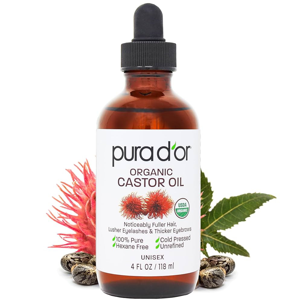 PURA D'OR 4 Oz ORGANIC Castor Oil - 100% Pure USDA Certified Cold Pressed, Hexane Free Eyelash & ... | Amazon (US)