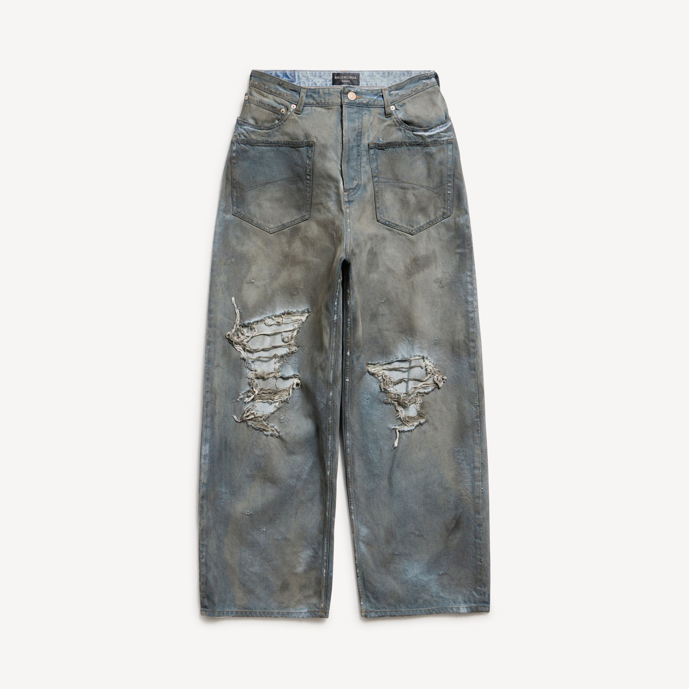 Balenciaga Patched Pockets Baggy Jeans - Blue - Unisex | Balenciaga