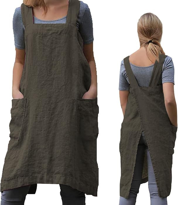 Pinafore Cross Back Apron for Women with Pockets | Amazon (US)