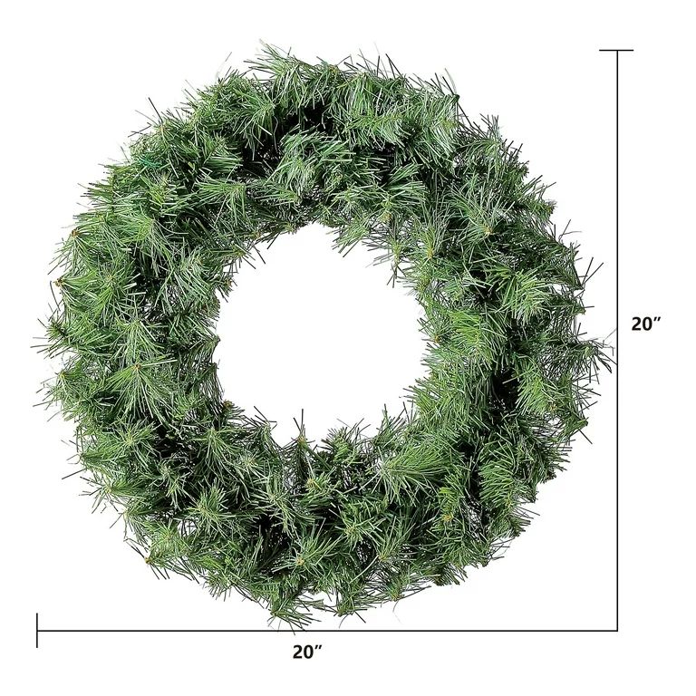 Non-Lit Basic Christmas Wreath, 20 in x 20 in, by Holiday Time | Walmart (US)
