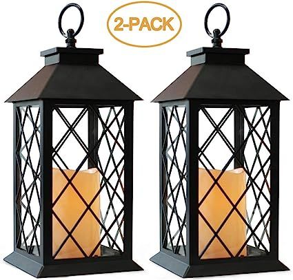 Bright Zeal 2-Pack 14" Vintage Candle Lantern With LED Flickering Flameless Candle (Black, 6hr Ti... | Amazon (US)