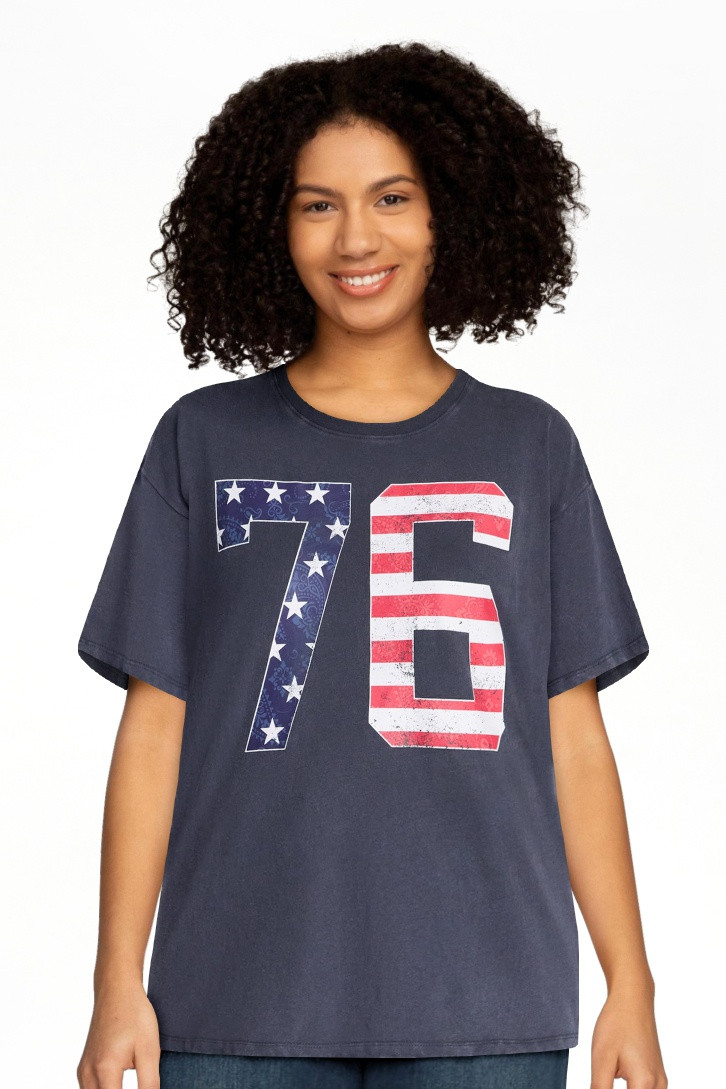 Americana 76 Women's Graphic Cotton Tee with Short Sleeves from Way to Celebrate, Sizes XXS-XXL | Walmart (US)