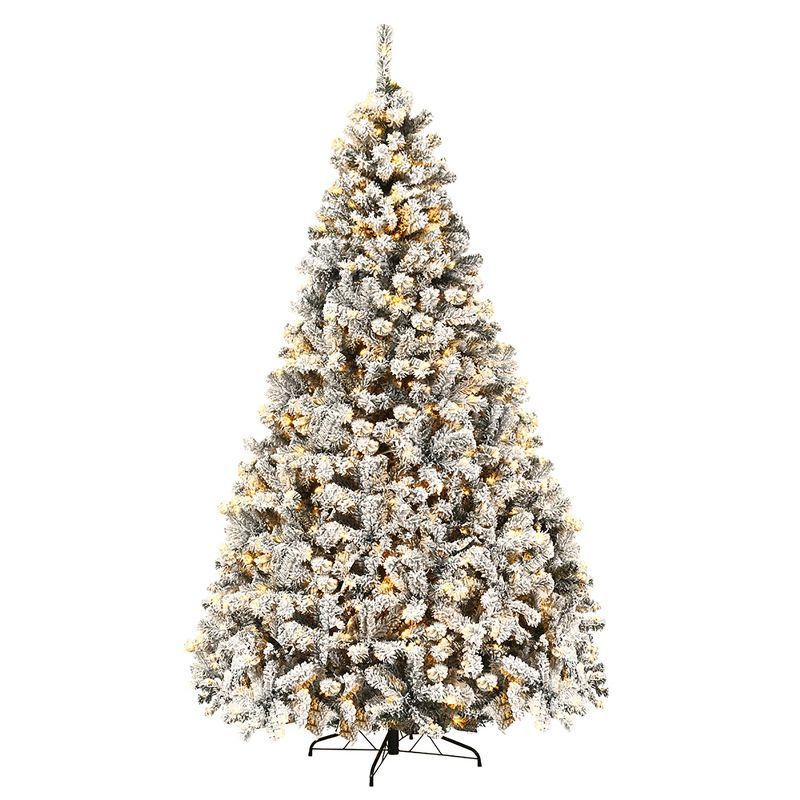 Costway 6ft/7.5ft/9ft Pre-Lit Premium Snow Flocked Hinged Artificial Christmas Tree with 250 Ligh... | Target