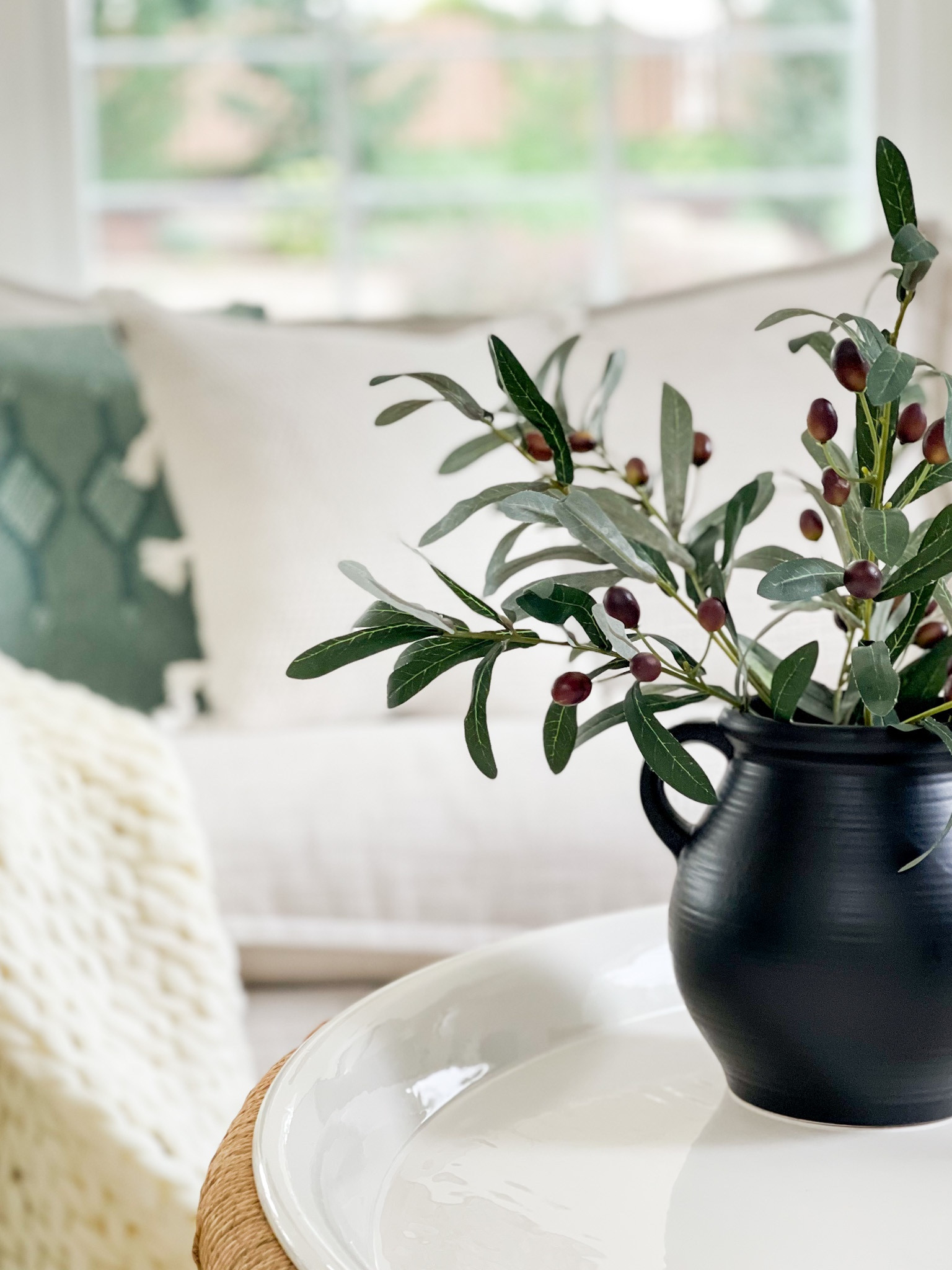 Cozy fall vibes, all from @walmart! #walmartpartner I’m loving this designer look for less black vase. Make note of the dimensions because it is smaller than it appears, but it looks SO good for fall paired with these faux olive stems (I only used two stems so there’s two left for another vase)! In the background you can also see my chunky knit blanket, embroidered cactus pillow in the prettiest sage green color, and cute sweater pillow! Linking a few other fall decor favorites from Walmart as well!
.
#ltkhome #ltkseasonal #ltkhalloween #ltkunder50 #ltkunder100 #ltkstyletip #ltksalealert #walmart

#LTKhome #LTKunder50 #LTKSeasonal