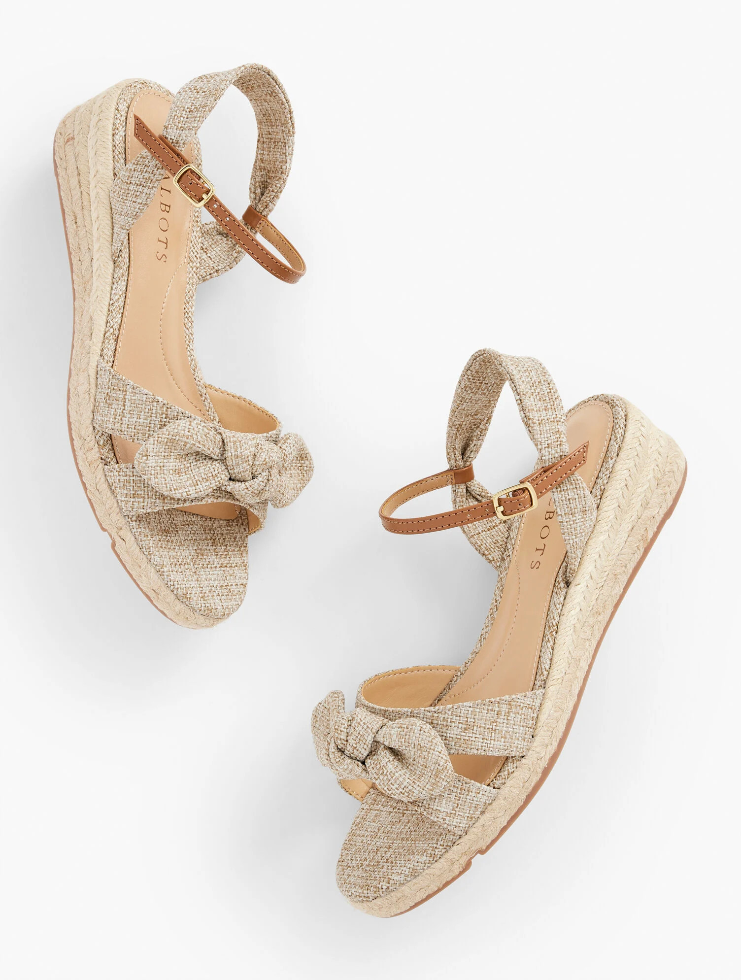 Pamela Bow Linen Espadrille Wedges | Talbots