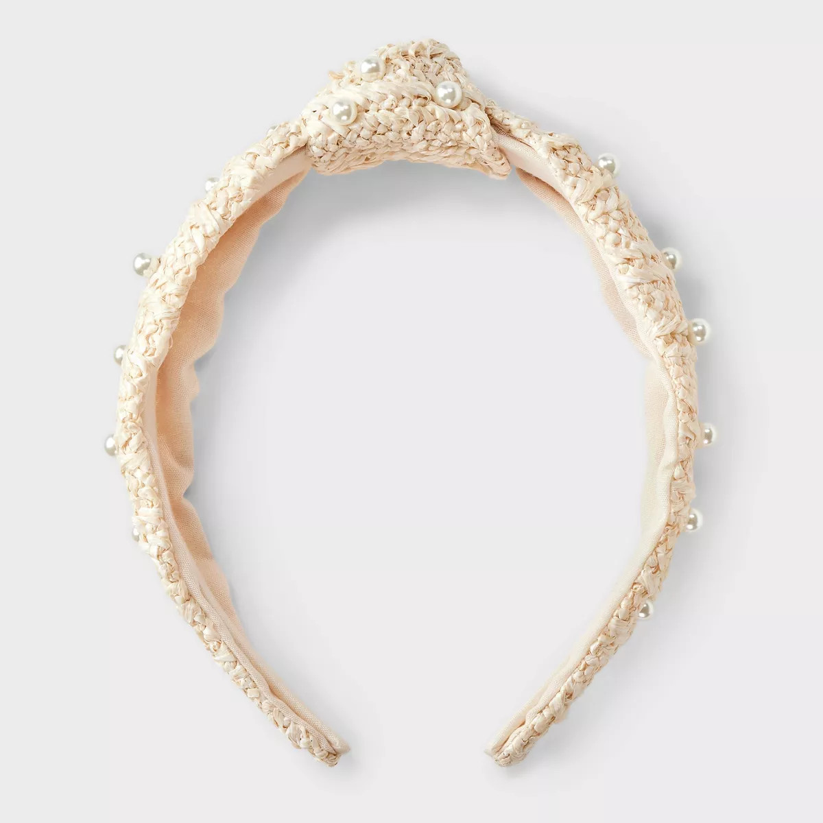Raffia Pearl Top Knot Headband - A New Day™ Cream | Target