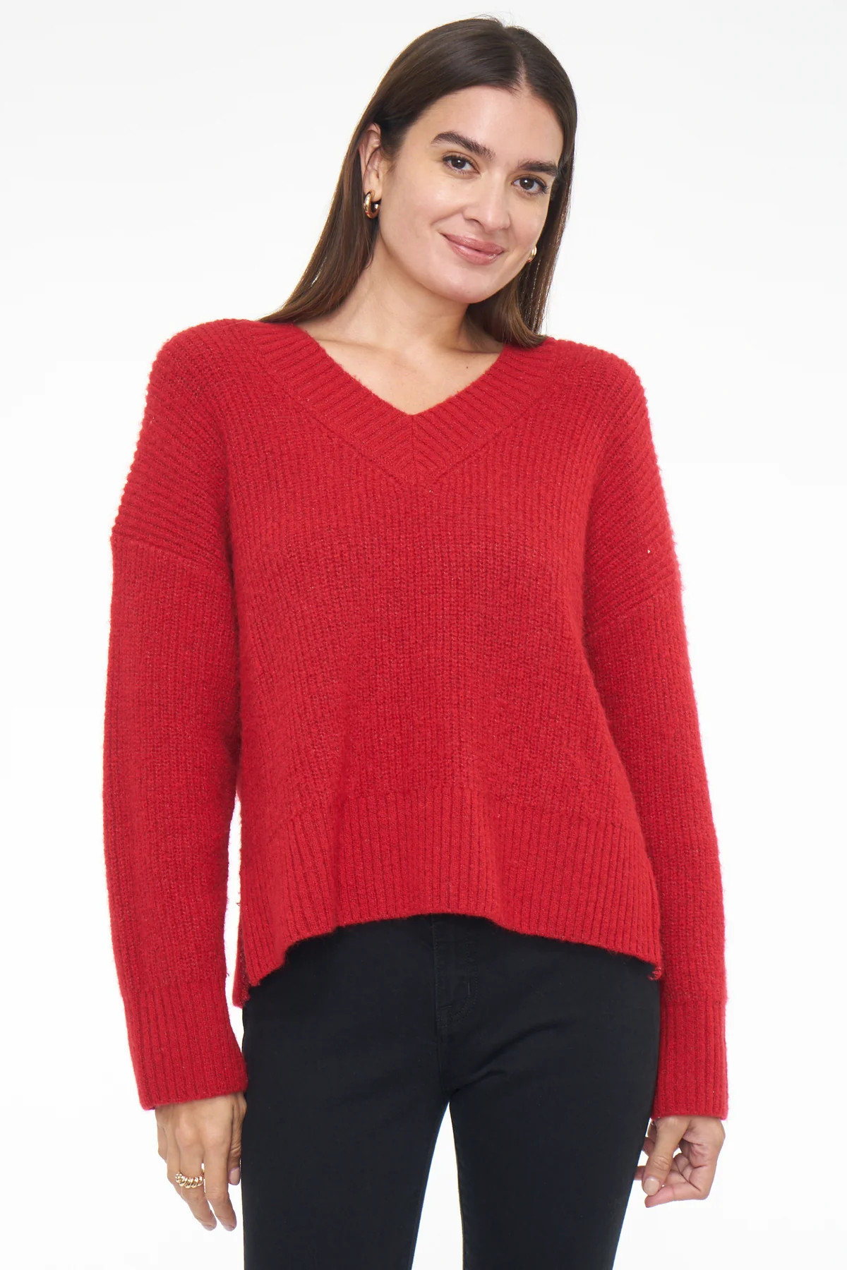 Vania V Neck Sweater - Scarlet | Pistola Denim