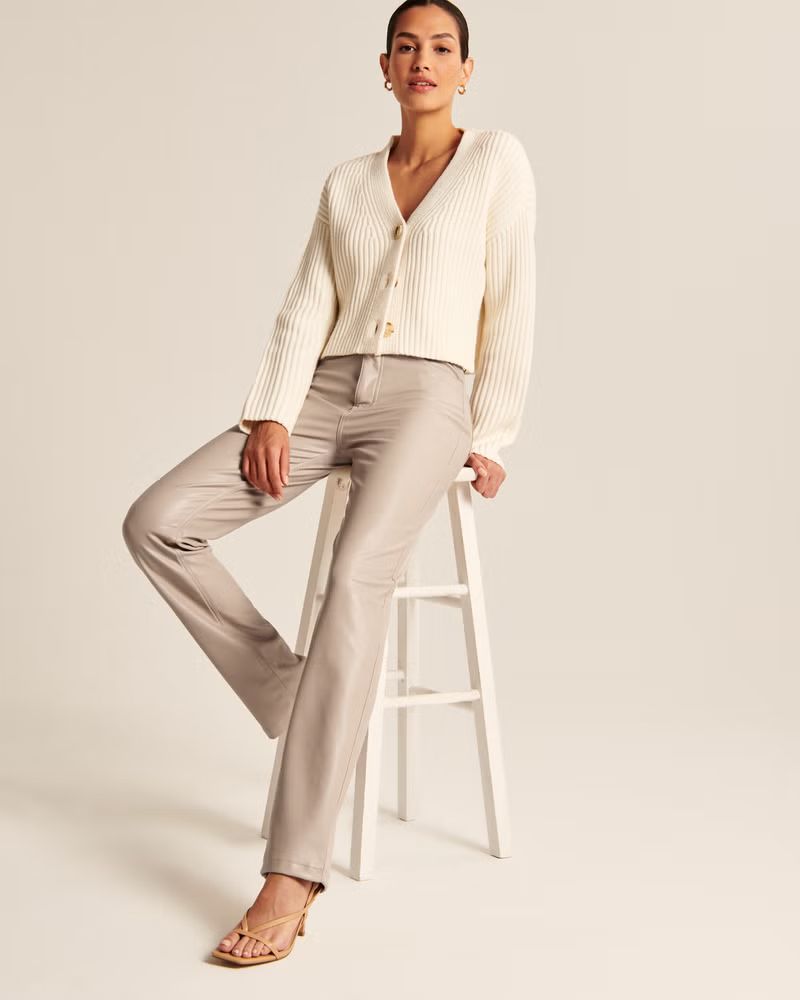 Women's Vegan Leather 90s Straight Pants | Women's Bottoms | Abercrombie.com | Abercrombie & Fitch (US)