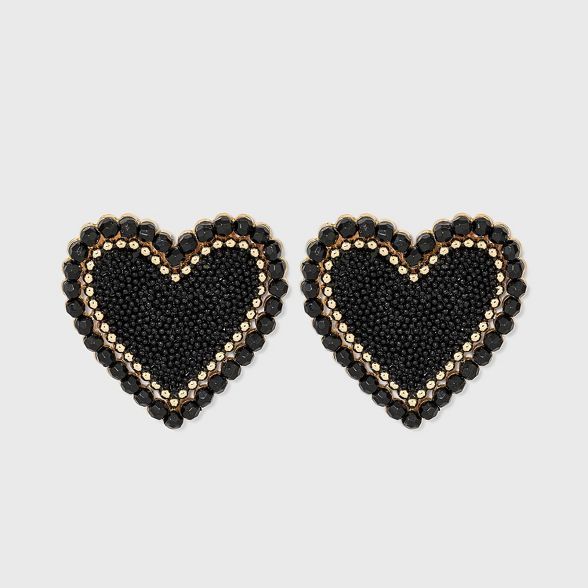 SUGARFIX by BaubleBar Beaded Heart Stud Earrings - Black | Target