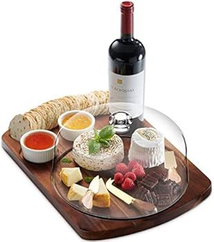Godinger Cheese Board and Knife Set, Acrylic Dome and Dip Bowls, Acacia Wood Charcuterie Board Set,  | Amazon (US)