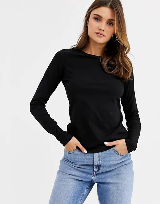 ASOS DESIGN ultimate organic cotton long sleeve crew neck t-shirt in black | ASOS (Global)