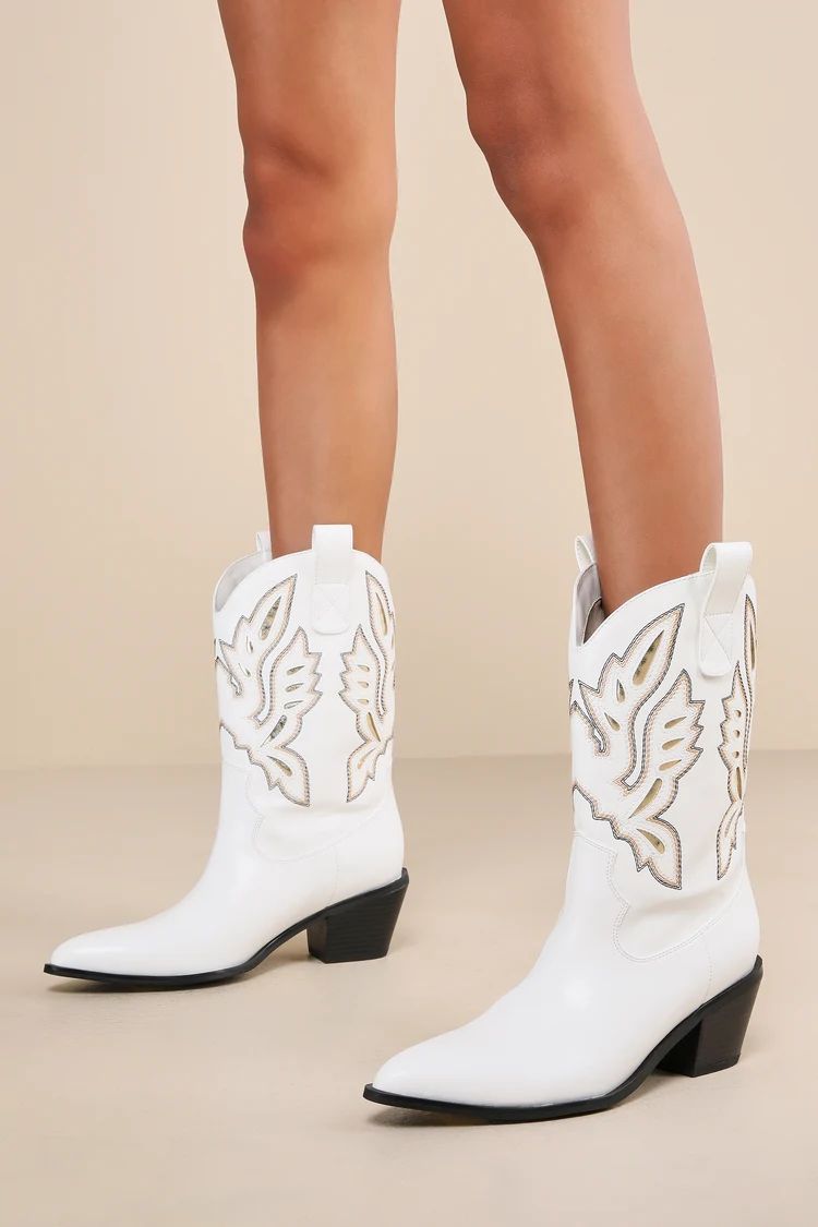 Remmington White Pointed-Toe Western Ankle Boots | Lulus (US)