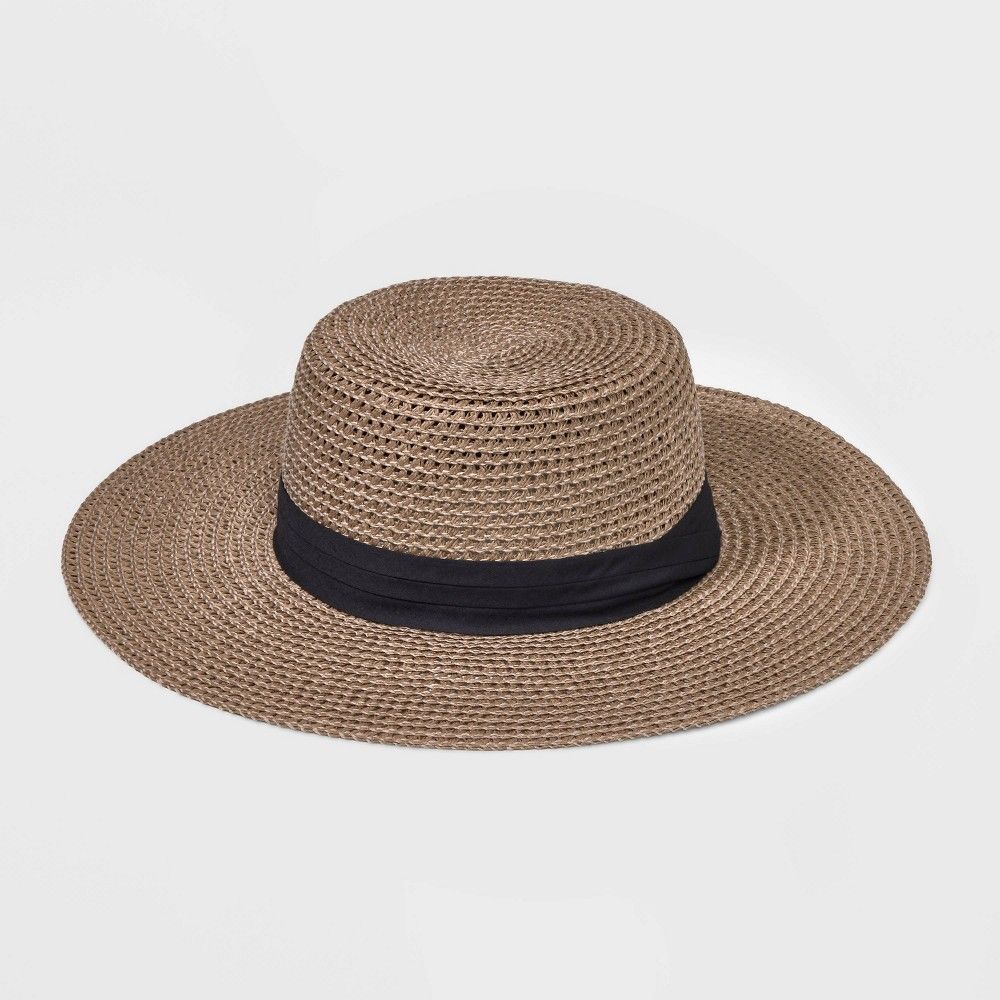 Floppy Straw Boater Hat - A New Day™ Brown S/M | Target