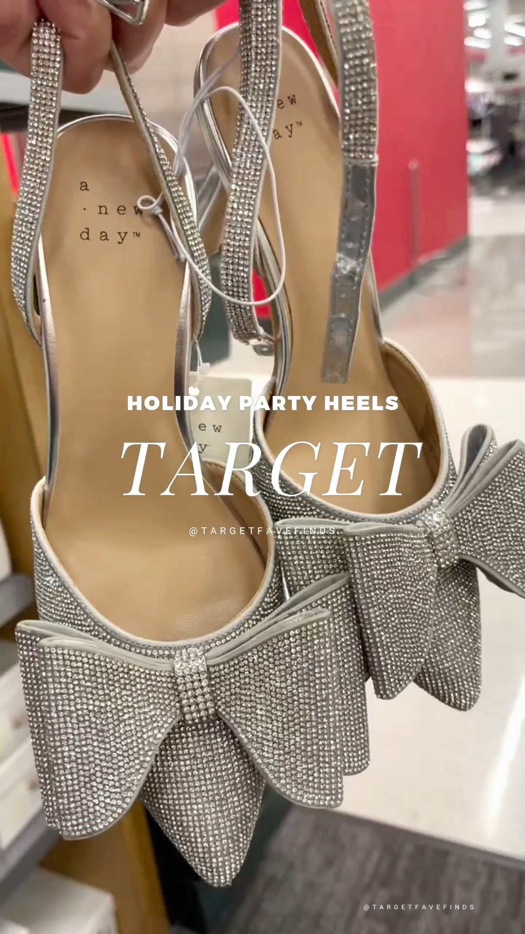holiday party shoes, sparkly bow rhinestone heels, black, red, gold, target style, targetfavefinds 

 #LTKHoliday #LTKParties #LTKFindsUnder50