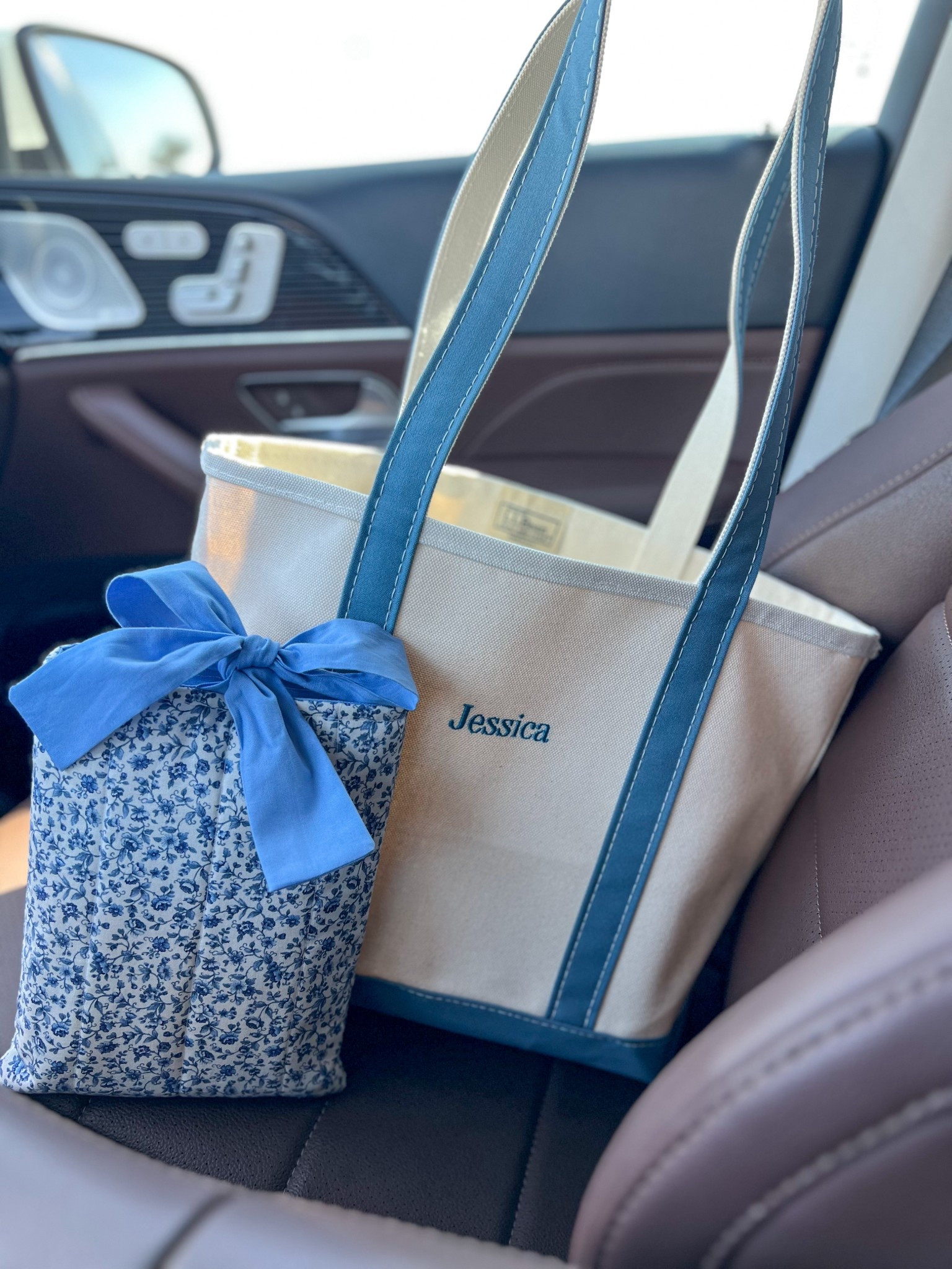 Medium L.L. Bean Boat and Tote Open-Top 
Slate
Long straps
Standard Blue embroidered name
Custom canvas tote
Floral quilted book sleeve with bow tie
Etsy
Coastal granddaughter 
Bag
Bible study bag

#LTKmomlife #LTKSwim #LTKBaby