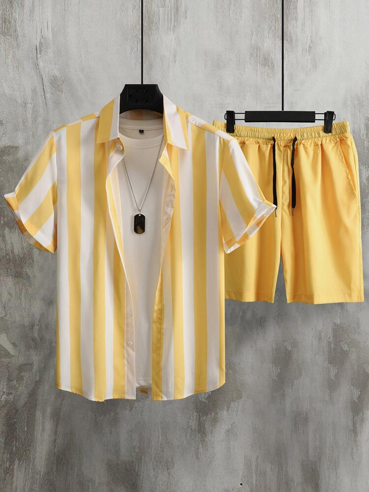 Men Striped Print Shirt & Shorts Without Tee
       
              
              $19.49        
... | SHEIN