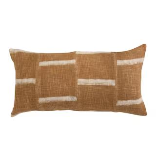 3R studios Brown Cotton Printed Pieced 28 in. x 20 in. Lumbar Pillow DF5840 - The Home Depot | The Home Depot