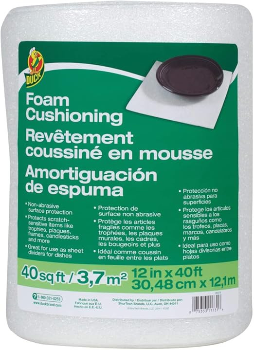 Duck Brand Foam Cushion Roll, 12 Inches by 40 Feet (283279),White | Amazon (US)