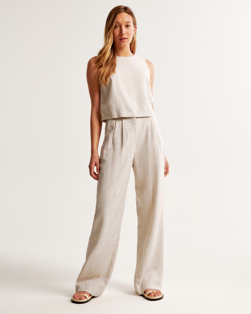 Women's A&F Sloane Tailored Linen-Blend Pant | Women's Bottoms | Abercrombie.com | Abercrombie & Fitch (US)