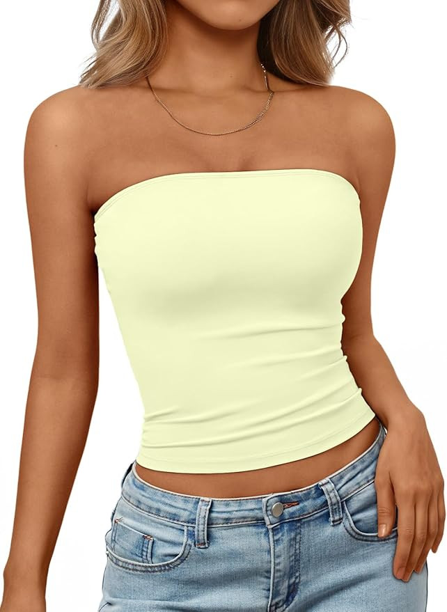 Trendy Queen Women's Strapless Bandeau Crop Top | Amazon (US)