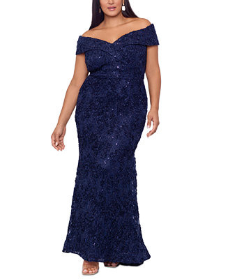 Plus Size Embellished Lace Off-The-Shoulder Gown | Macy's Canada