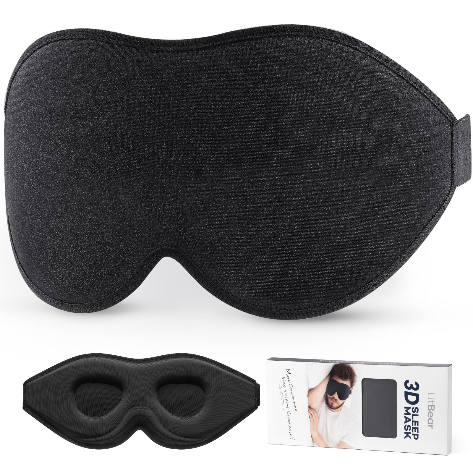 LitBear Sleep Mask for Side Sleeper Women Men, Eye Mask for Sleeping Light Blocking, 3D Contoured... | Amazon (US)
