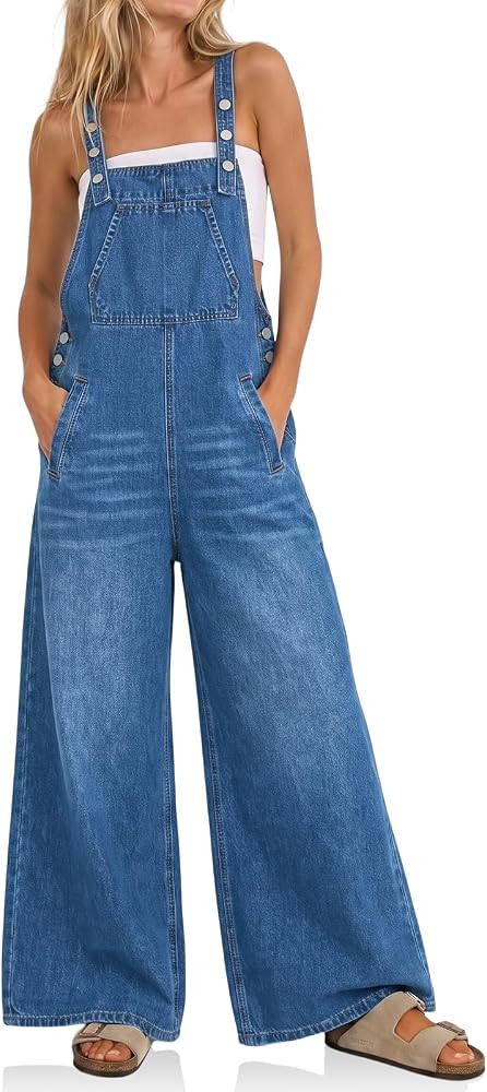 Cicy Bell Womens Bib Denim Overalls Adjustable Straps Flared Jean Jumpsuit | Amazon (US)