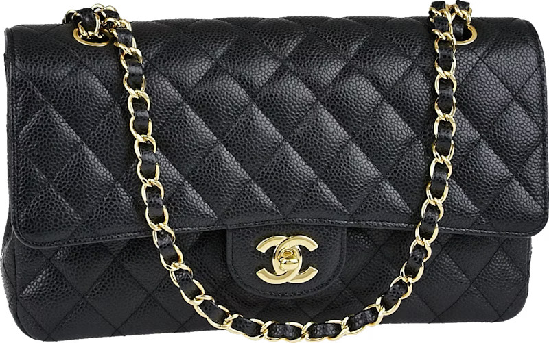 Chanel Classic Double Flap Quilted Caviar Gold-tone Medium Black | StockX