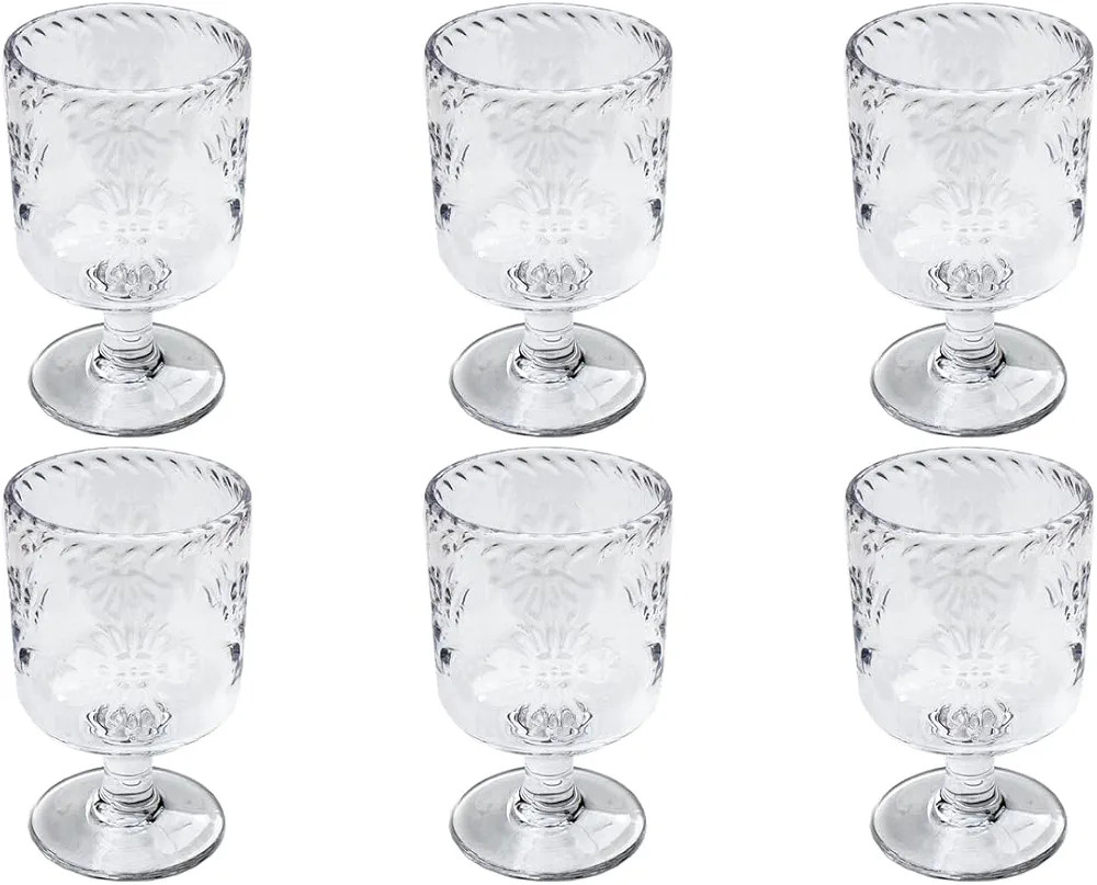 Talavera Premium Acrylic Drinkware Indoor/Outdoor Goblet, Clear, 13oz, Set of 6 | Amazon (US)