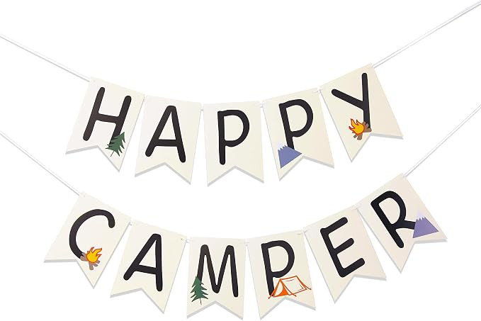 A Happy Camper Card Banners,Little Explorer Banner, Happy Birthday Camper, More Fun Birthday, Kee... | Amazon (US)