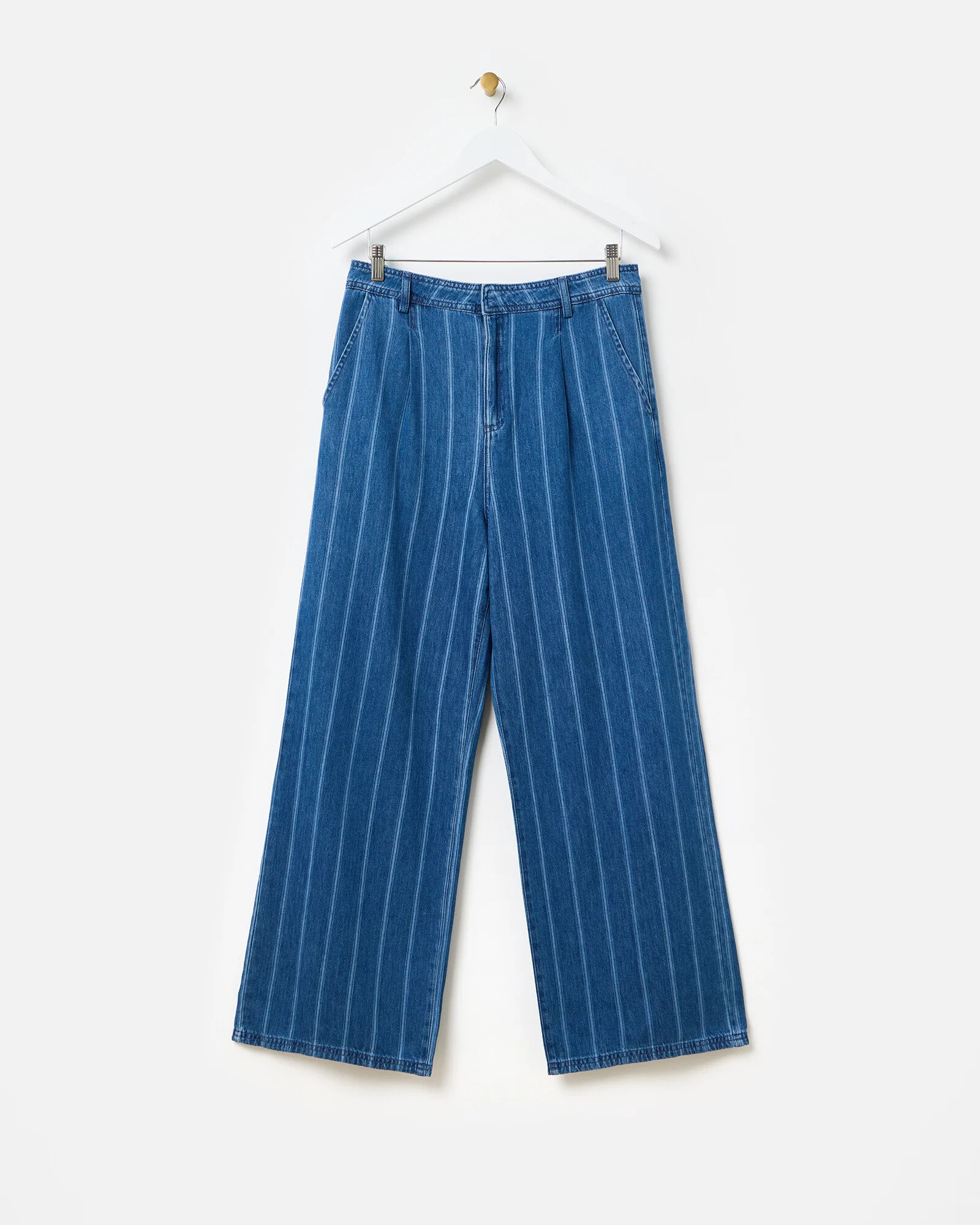Blue Denim Striped Wide Leg Jeans | Oliver Bonas IE | Oliver Bonas (Global)