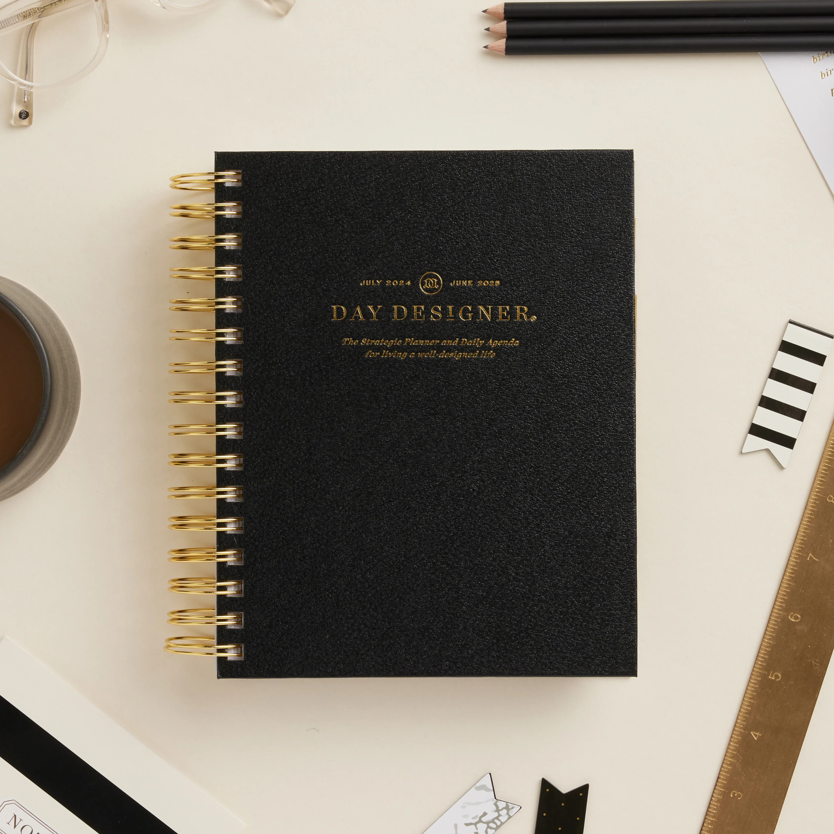 2024-25 Mini Daily Planner: Classic Black Pebble Texture | Day Designer