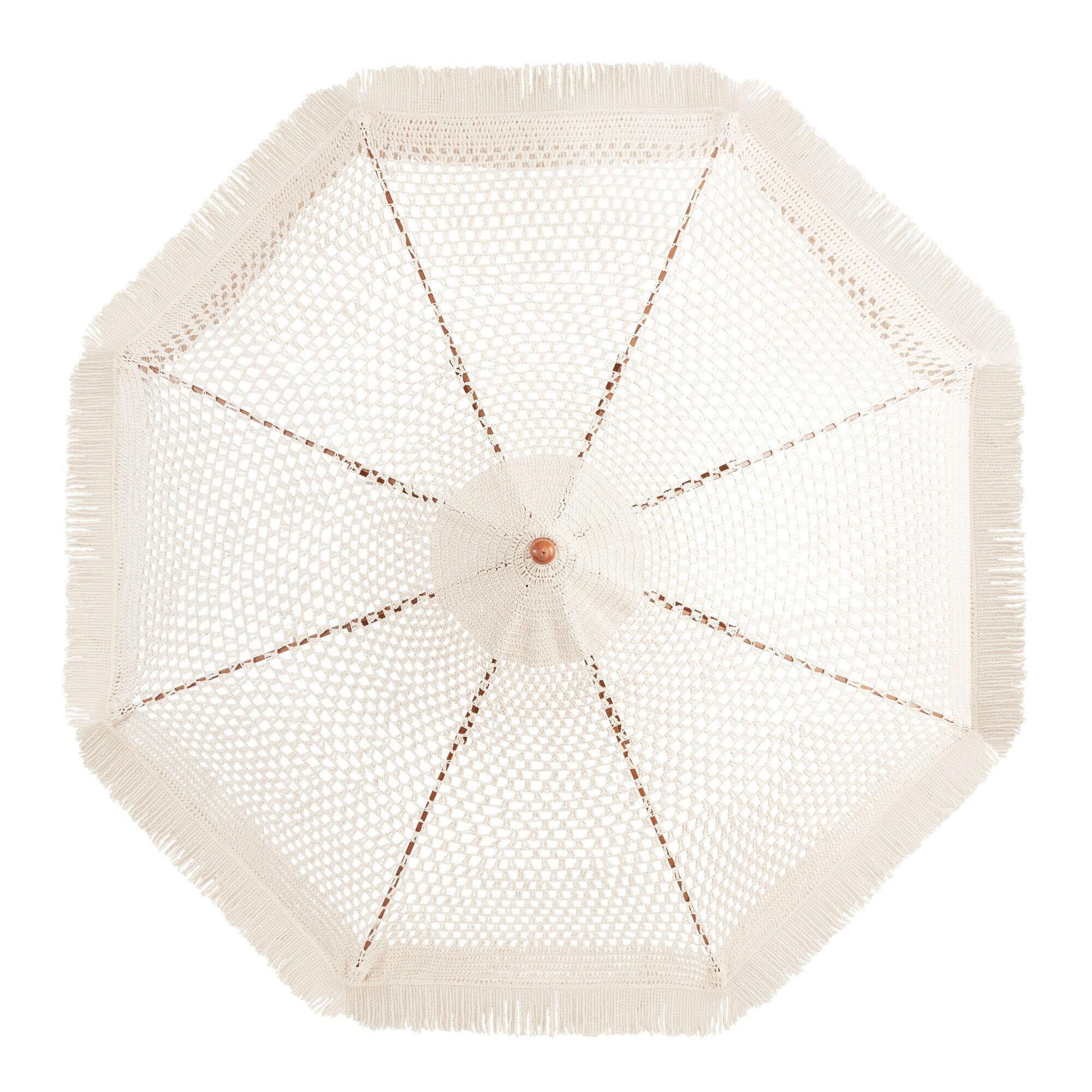 Natural Macrame 9 Foot Replacement Umbrella Canopy with Fringe | World Market