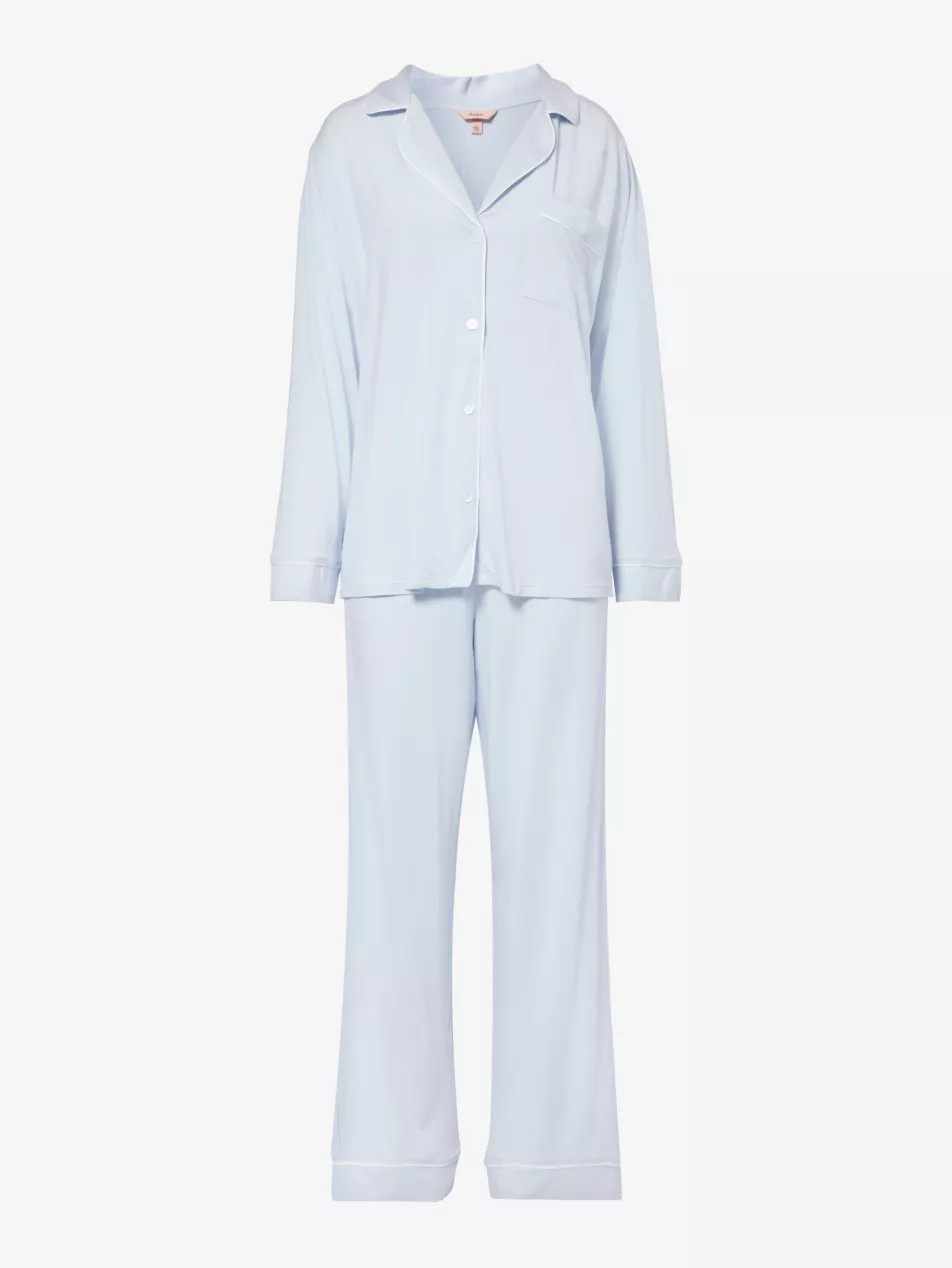 Gisele piped-trim stretch-jersey pyjamas | Selfridges