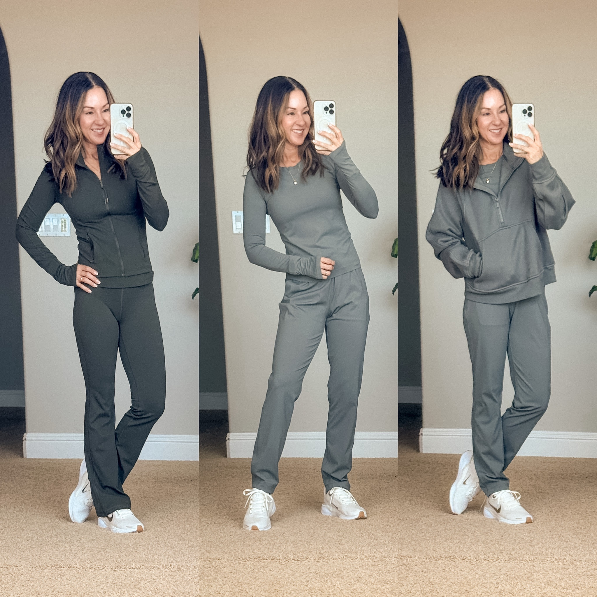 Monochromatic Athleisure 

I am wearing size XS 29” bootcut leggings in the color olive green. My zip jacket is also in the color olive green. My ankle pants, athletic top & hoodie are all size XS in the color grey sage. 

Athleisure  gray sweater  active wear  Fall fashion  trendy fall fashion  ageless  casual outfit  everyday wear  women’s fashion  petite  petite friendly  EverydayHolly  

#LTKActive #LTKSeasonal #LTKFitness