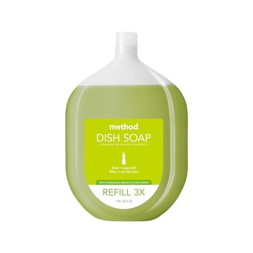 Method Dish Soap, Refill, Lime + Sea Salt, Recylable Bottle, Biodegradable Formula, Tough on Grea... | Amazon (US)