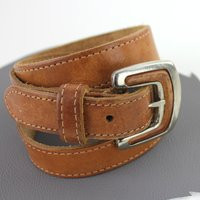 Tobacco Brown Leather Belt With Silver Metal Buckle Size 32/Distressed Vintage Daylor | Etsy (US)
