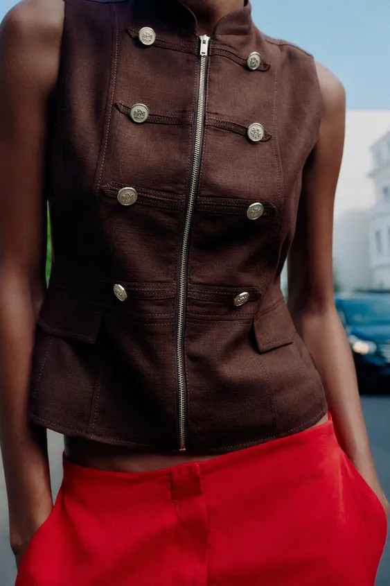 ZIP UP VEST WITH FROG FASTENING | Zara US