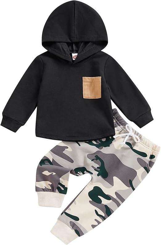 Baby Boys Clothes 3 6 9 12 18 24M 3T Pants Set Hooded Patchwork Hoodie Striped Sweatpants Fall Wi... | Amazon (US)