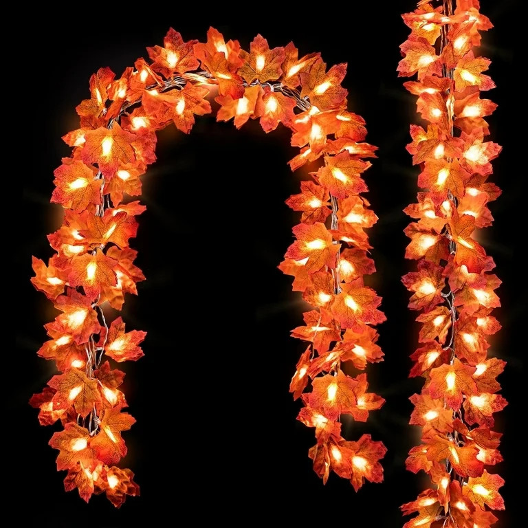 Scidweet Fall Maple Leaves Garland, 3 Pack 30FT 60 LED String Lights Fall Decorations for Home Pa... | Walmart (US)