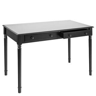 42.5 in. Stain Black Rectangular 2 -Drawer Writing Desk with Turned Legs-HO8801 - The Home Depot | The Home Depot
