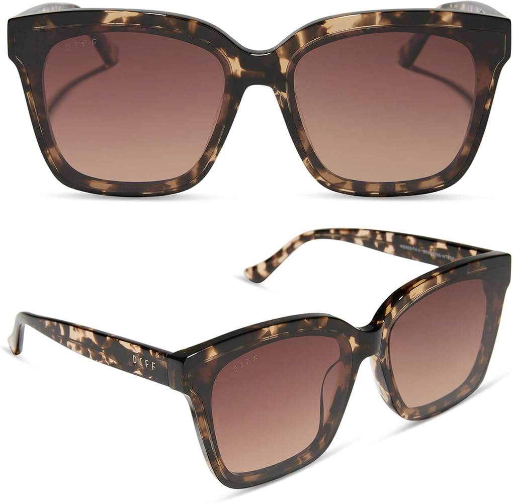 DIFF Meredith II Designer Oversized Square Sunglasses for Women UV400, Espresso Tortoise + Brown ... | Amazon (US)