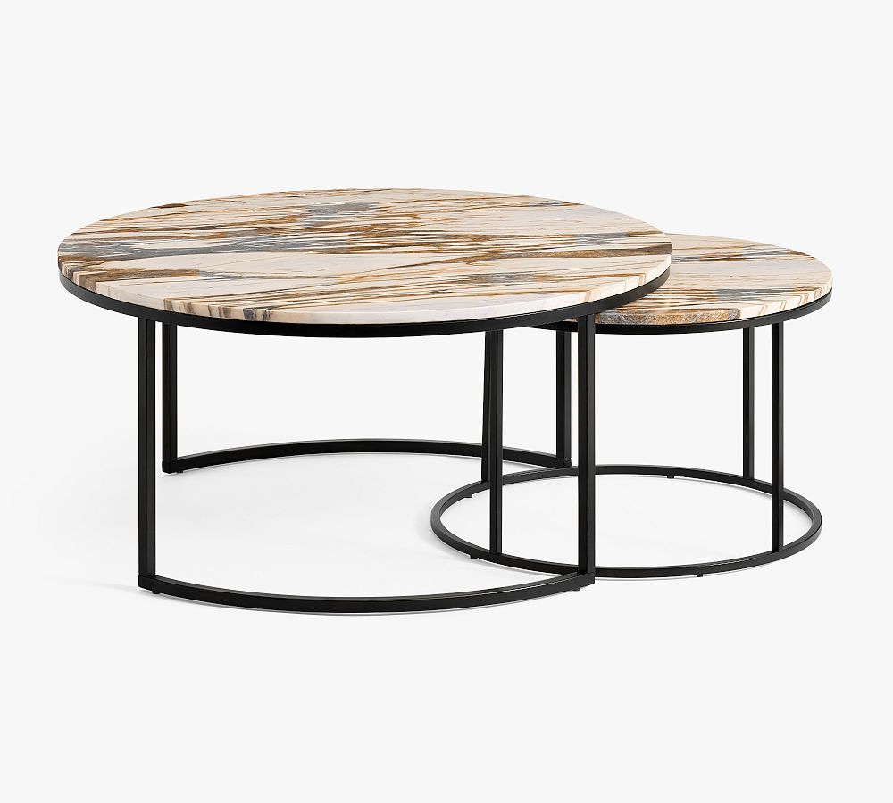 Delaney Round Calacatta Marble Nesting Coffee Tables | Pottery Barn (US)