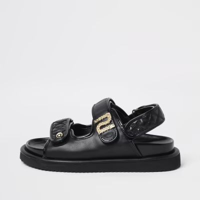 Black chain RI double strap sandal | River Island (UK & IE)